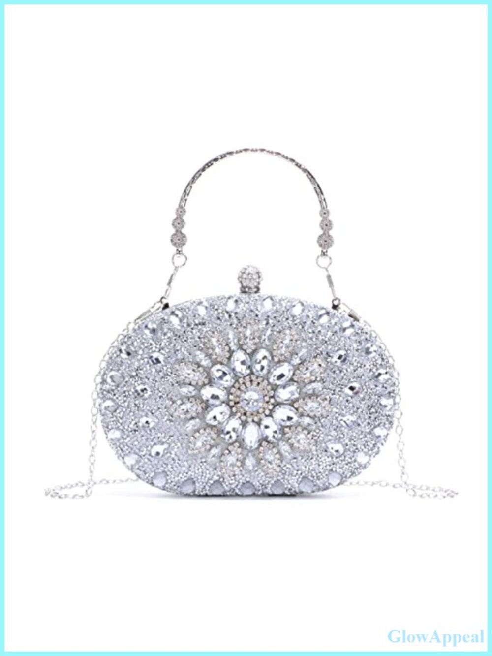 Rhinestone Crystal Evening Clutch Bag with Detachable Chain Formal Wedding